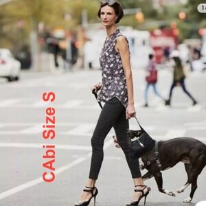 CAbi Top Gray Floral Tank Top Lightweight 5210 Size S